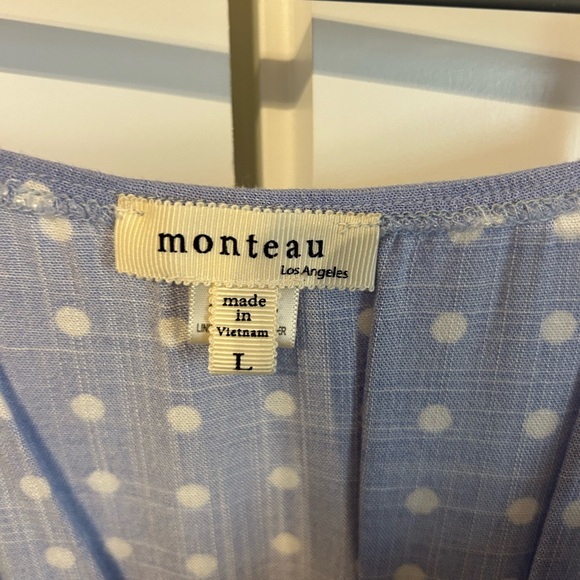 Monteau Light Blue Polka Dot Print Midi Dress - Picture 6 of 6